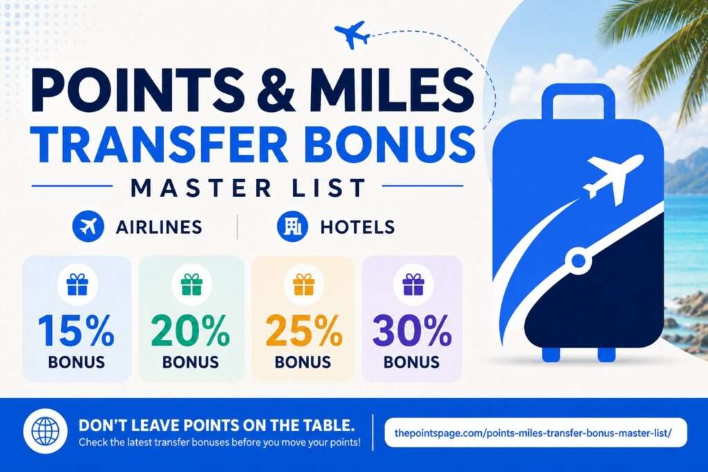 award transfer bonus master list article on thePointsPage.com