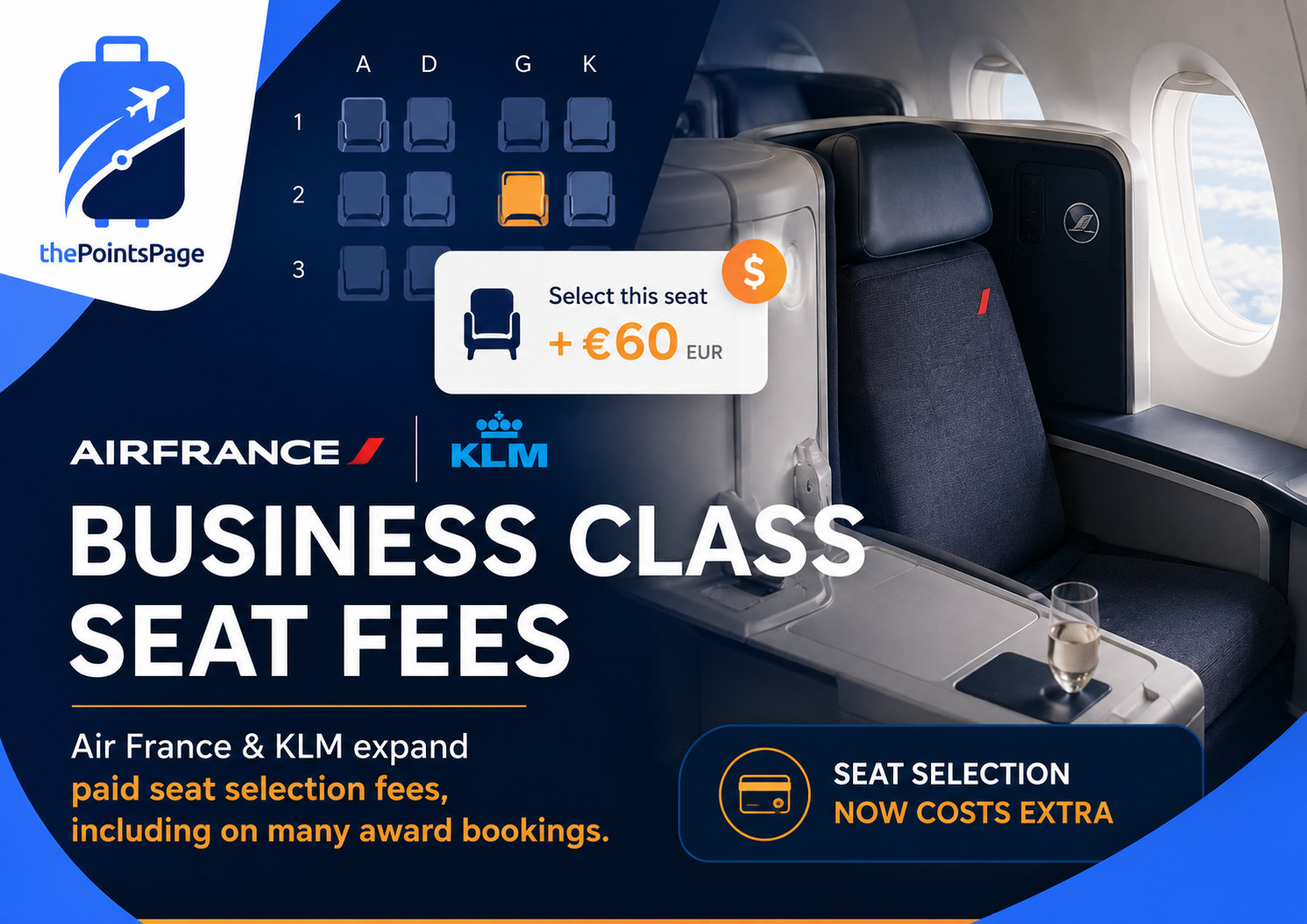 KLM Business class seat upgrade cost increases
